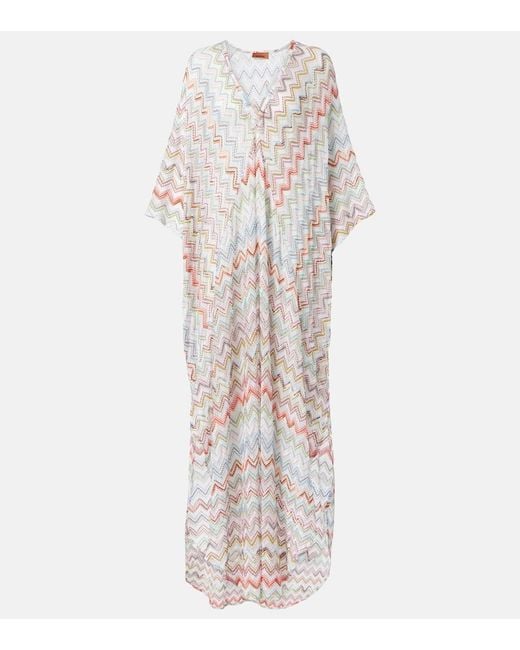 Missoni White Zigzag Lame Beach Dress