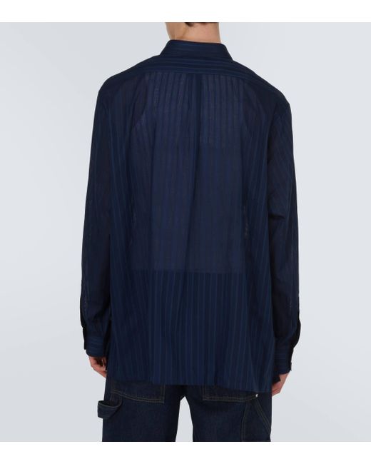 Givenchy Blue Striped Cotton Voile Shirt for men