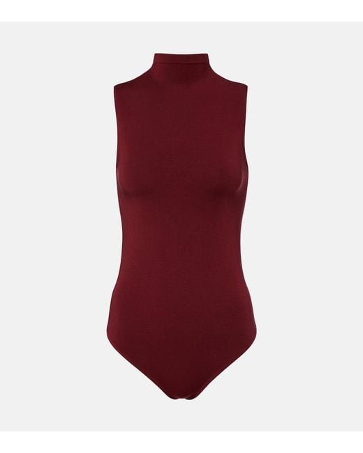 Wolford Red Turtleneck Bodysuit