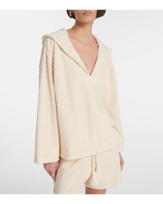 Tory Burch Natural Jacquard Cotton-Blend Terry Sweater