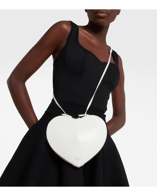 Alaïa White Le Coeur Leather Crossbody Bag