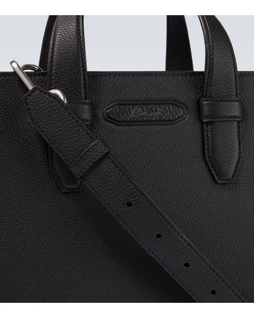 Brioni Black Leather Briefcase for men