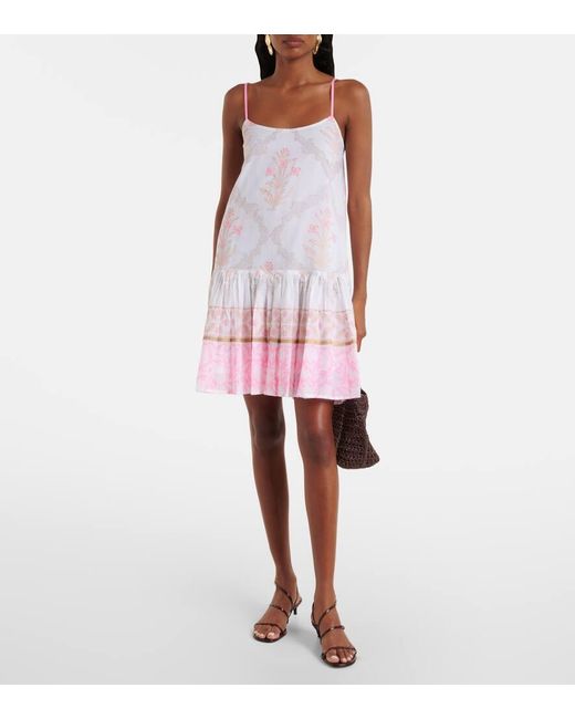 Juliet Dunn Pink Bedrucktes Minikleid Aus Baumwolle
