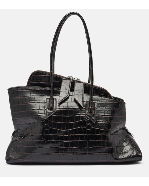 The Attico Black La Passeggiata Medium Leather Tote
