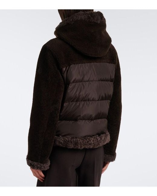 Moncler Black Leuctre Shearling-Trimmed Down Jacket