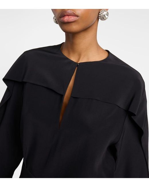 Joseph Black Danville Silk Crepe De Chine Midi Dress