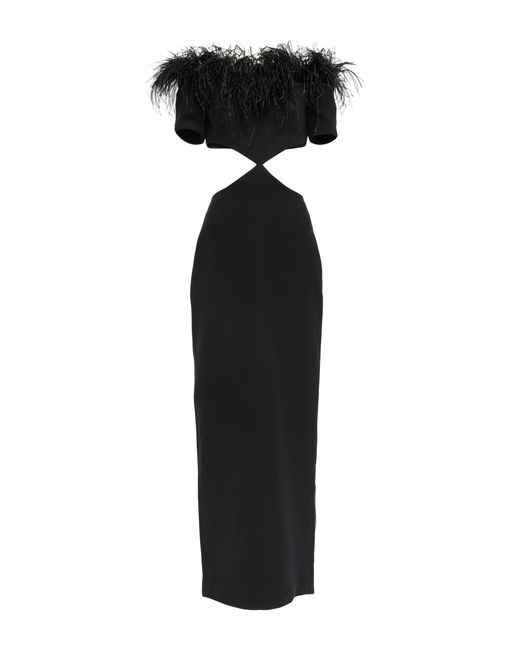 Rasario Feather-trimmed Cutout Crêpe Gown in Black | Lyst