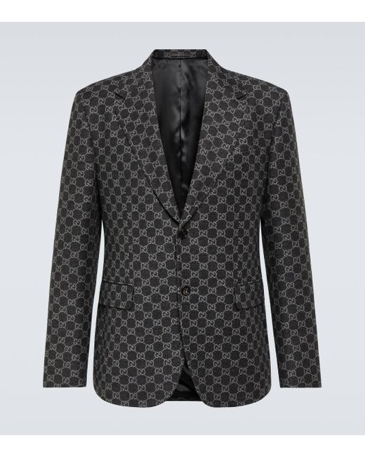 Gucci Black GG Wool Flannel Blazer for men