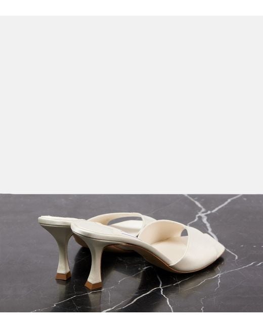 Jimmy Choo White Skye 70 Satin Mules