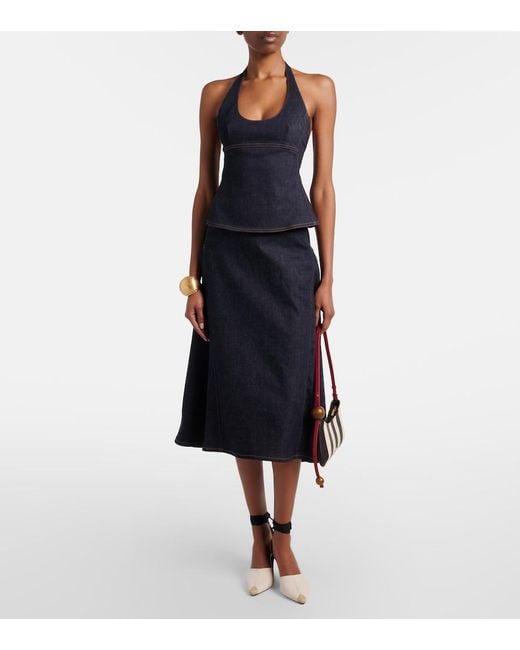 Jacquemus Blue Lavoir De-Nimes Denim Halterneck Top