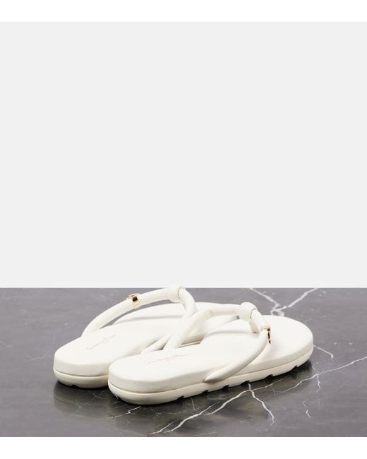 Gianvito Rossi White Juno Leather Thong Sandals