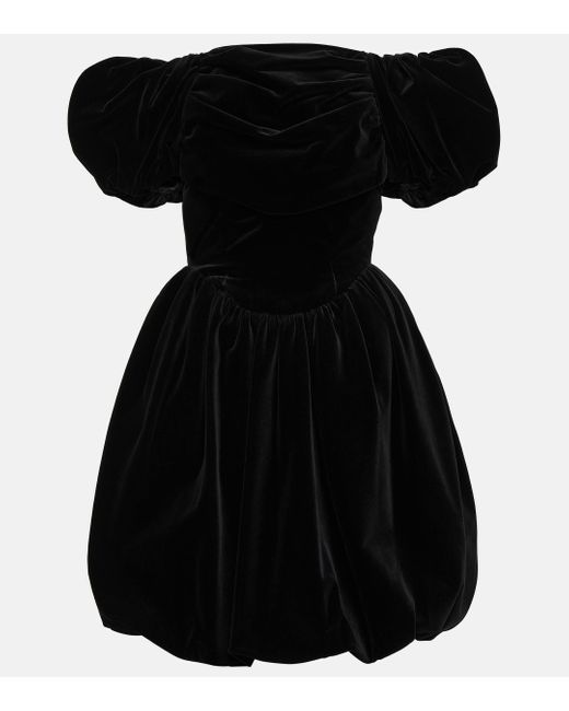 Robe en velours a encolure bardot Simone Rocha en coloris Black