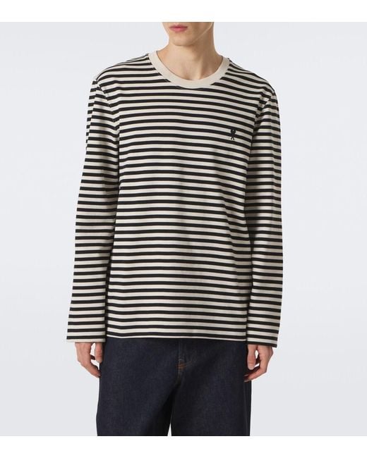 AMI Black Striped Cotton T-Shirt for men