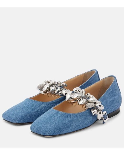Ballerines Mary Jane Puffy Heart En Jean Mach & Mach en coloris Blue