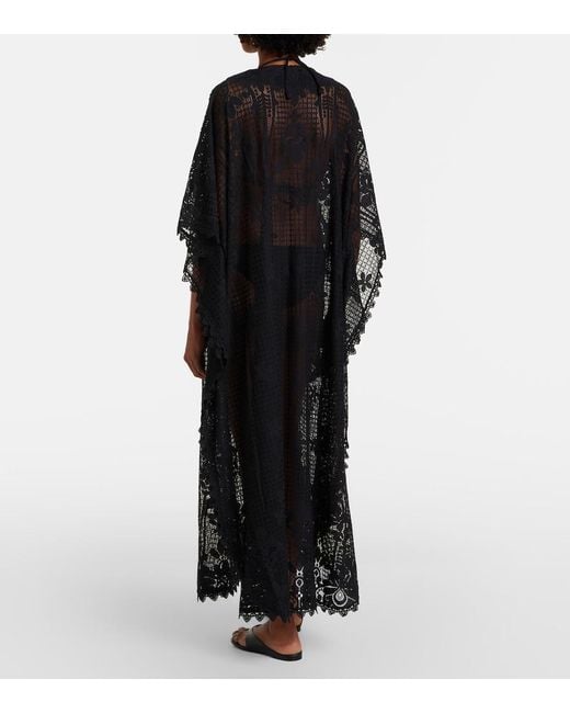 Melissa Odabash Black Yasin Cotton-Blend Lace Kaftan