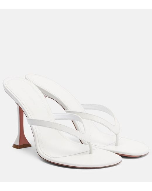 AMINA MUADDI White Juliette Leather Thong Sandals