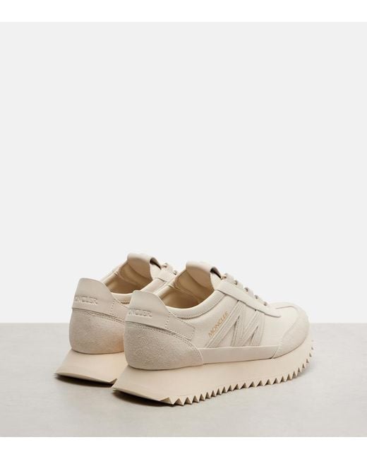 Moncler White Pacey2 Suede-Trimmed Sneakers