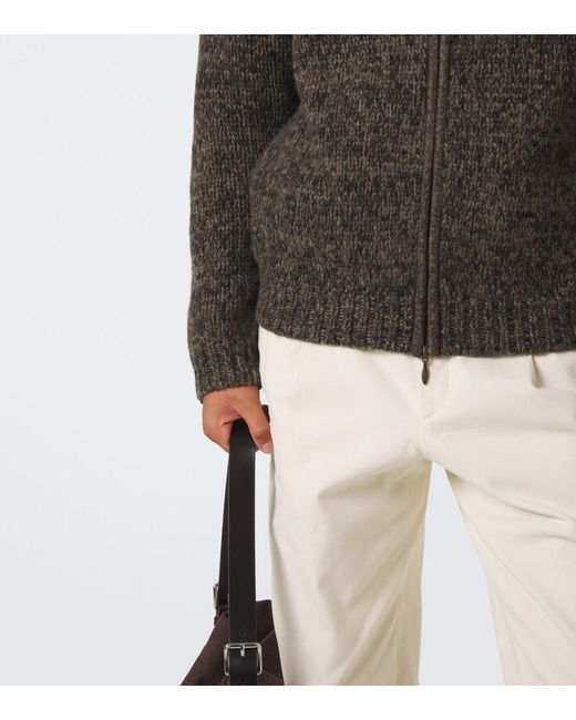LeKasha Gray Lamdu Cashmere Zip-Up Cardigan for men