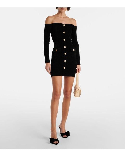 Self-Portrait Black Chenille Minidress