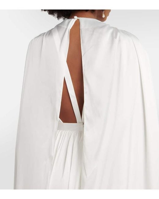 Safiyaa White Satin Cape Gown