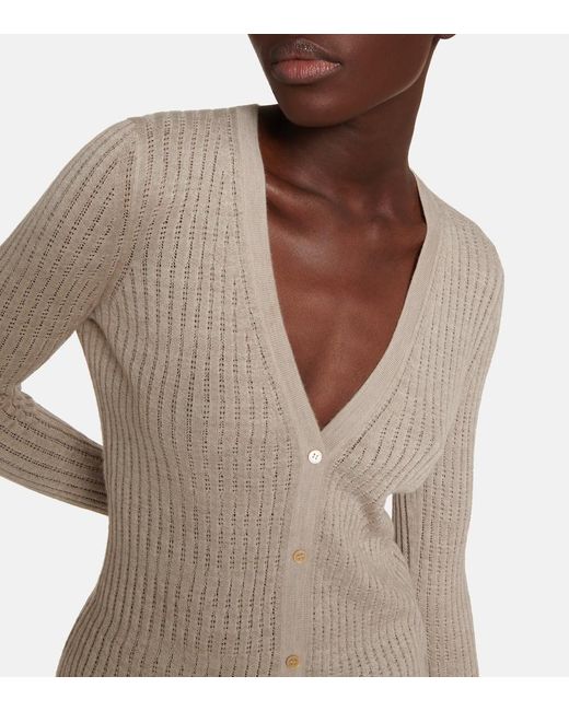 Gabriela Hearst Natural Emma Pointelle Cashmere And Silk Cardigan