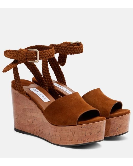 Jimmy Choo Brown Jori Suede Platform Sandals