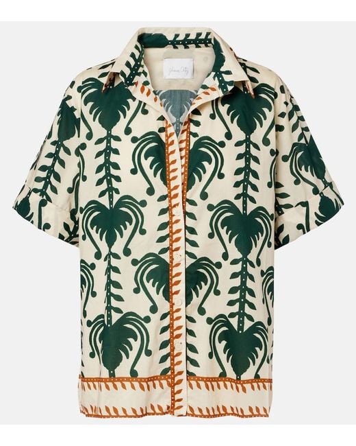 Johanna Ortiz Green Printed Cotton Shirt