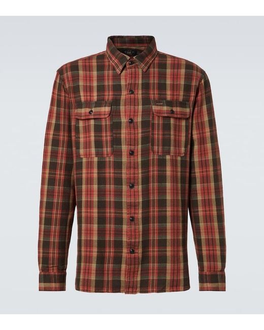 RRL Brown Plaid Twill Workshirt for men