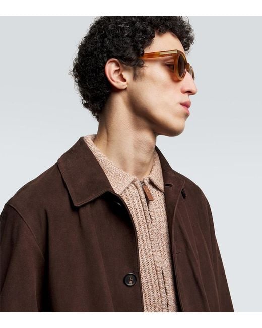 Zegna Brown Round Sunglasses for men