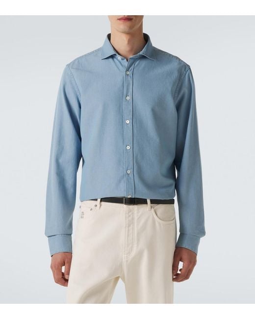 Canali Blue Cotton Shirt for men
