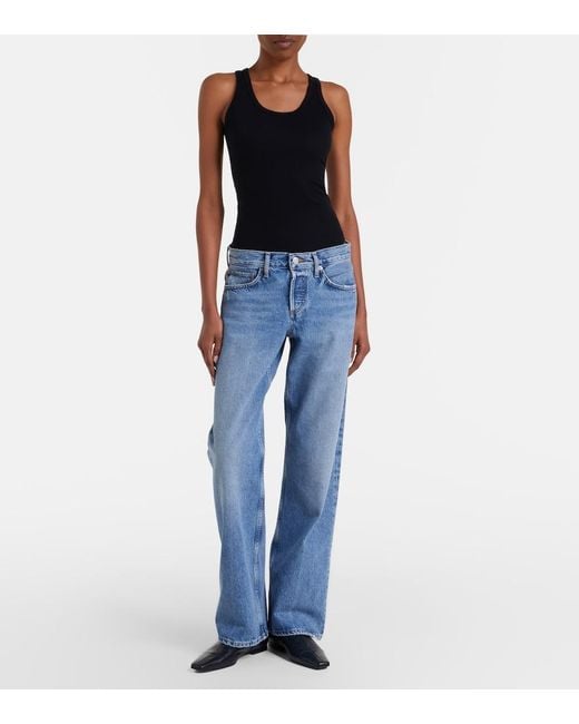 Agolde Blue Low Rise Loose Straight Jeans