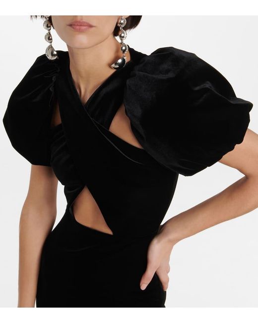 Christopher Kane Black Wrap Velvet Midi Dress