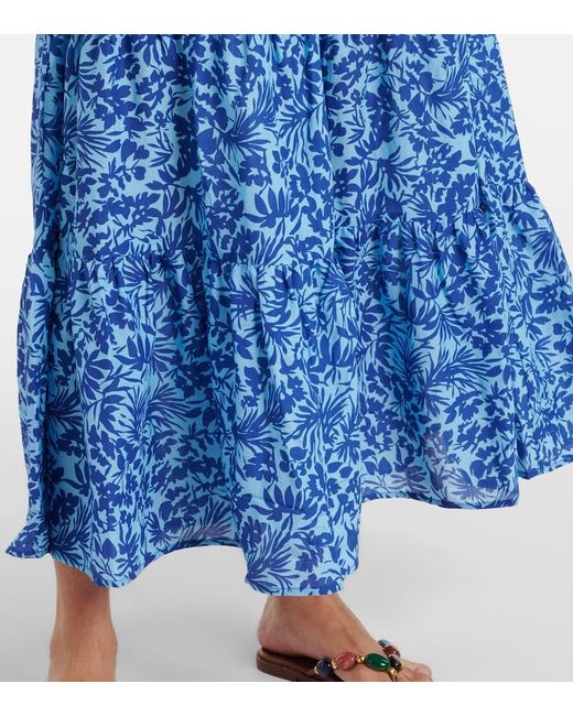 Heidi Klein Blue La Marquet Cotton-Blend Maxi Dress