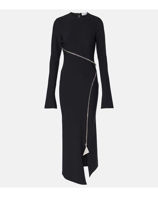 The Attico Black Twisted Zip Midi Dress With