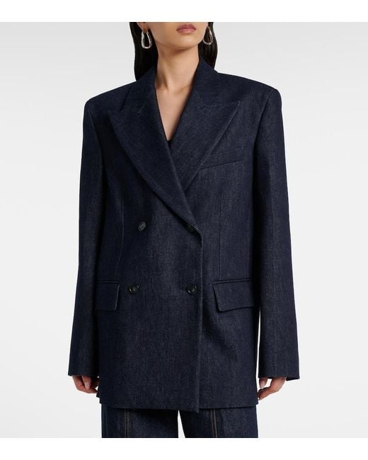 Sportmax Blue Ancella Double-Breasted Denim Blazer