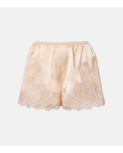 Doen Natural Iona Lace-Trimmed Silk Shorts
