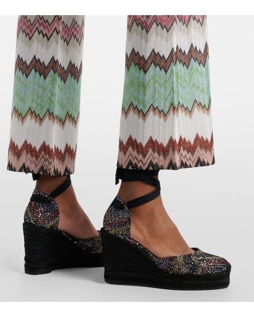 Missoni Black Eva 80 Sequined Espadrille Wedges