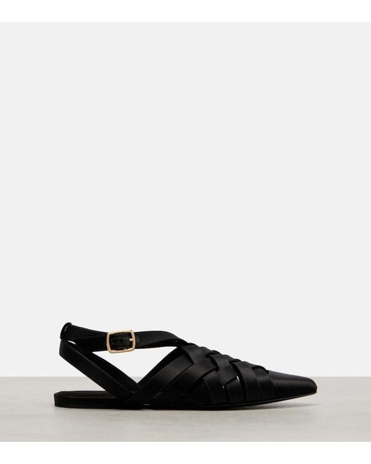 Loro Piana Black Silene Satin Sandals