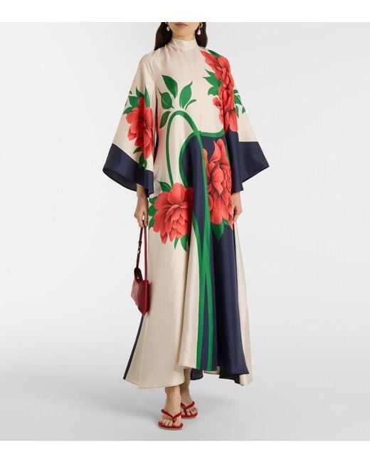 LaDoubleJ Multicolor Magnifico Floral Silk Twill Maxi Dress