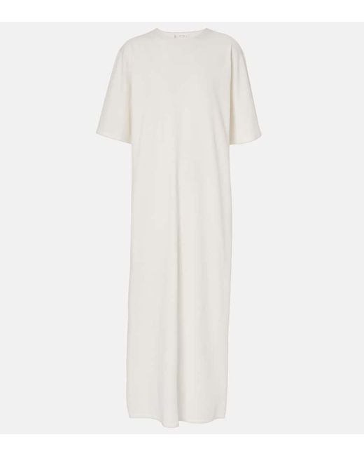 The Row White Gitu Knitted Midi T-Shirt Dress