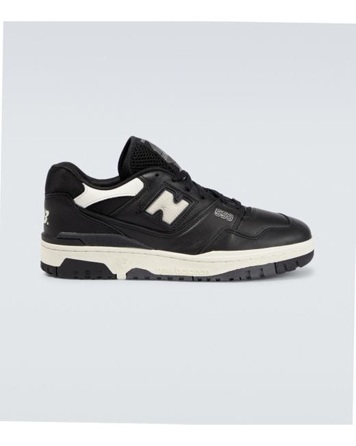 New Balance 550 Leather Sneakers in Black for Men Lyst UK