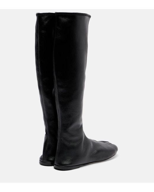 Christen Black Tabi Leather Knee-High Boots