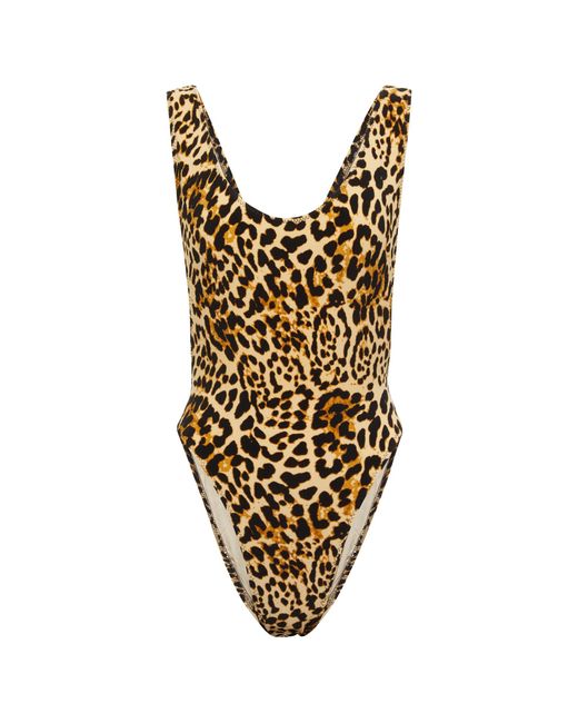 Norma Kamali Marissa Leopard-print Swimsuit in Metallic | Lyst