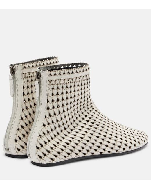 Isabel Marant White Ferix Laser-Cut Leather Ankle Boots