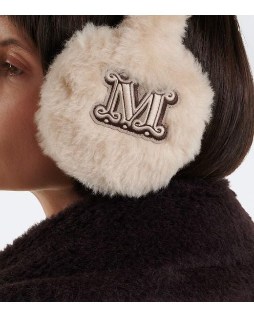 Max Mara White Alpaca, Wool, And Silk Teddy Earmuffs