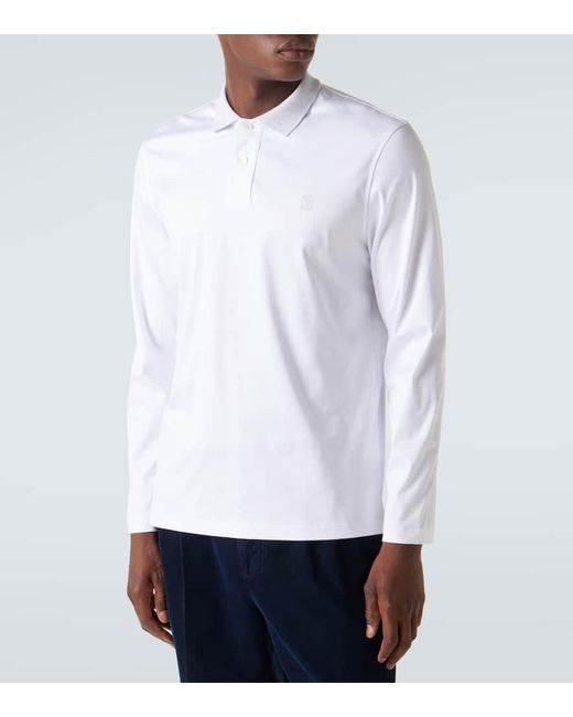 Brunello Cucinelli Polopullover Aus Baumwolle in White für Herren