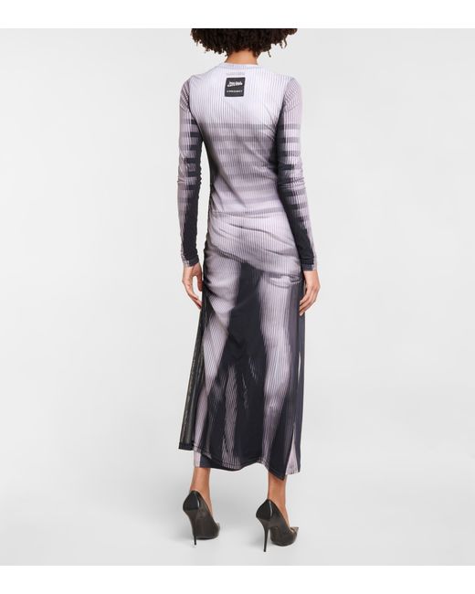 Y. Project X Jean Paul Gaultier Body Morph Mesh Maxi Dress in Gray | Lyst