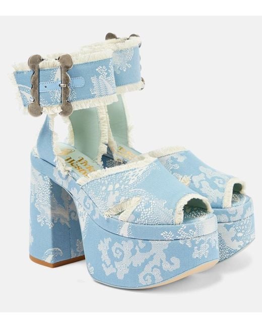 Vivienne Westwood Blue Olde London Jacquard Platform Sandals