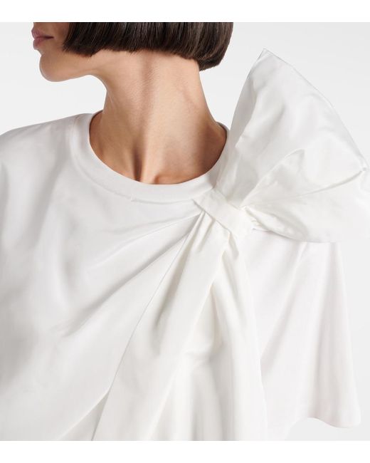 Max Mara White Colle Bow-Detail Cotton Jersey T-Shirt