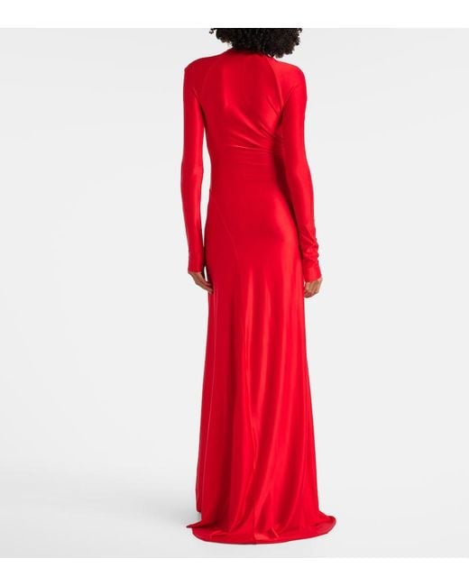 Victoria Beckham Gathered Jersey Maxi Dress